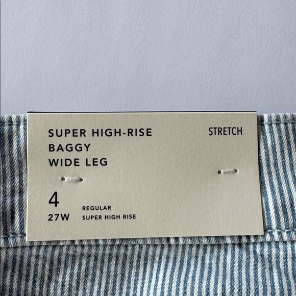 American Eagle AE High Rise Baggy Wide Leg Railroad Stripe Jeans - Picture 6 of 6